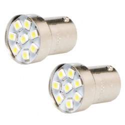 2 x BA15S 8 LED Tail White Sidelight Bulb 12V 24V 1156 P21W