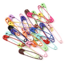 Small Metal Mini Safety Pins Blue Pink Red Green White Orange Brown