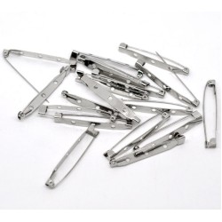 50 x 45mm Small Brooch Backs Bar Pins Findings Silver 4.5cm