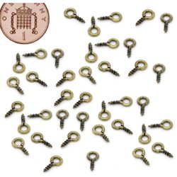 Small Tiny Eyepins Eyelets Screw Threaded Bronze Bails 8mm